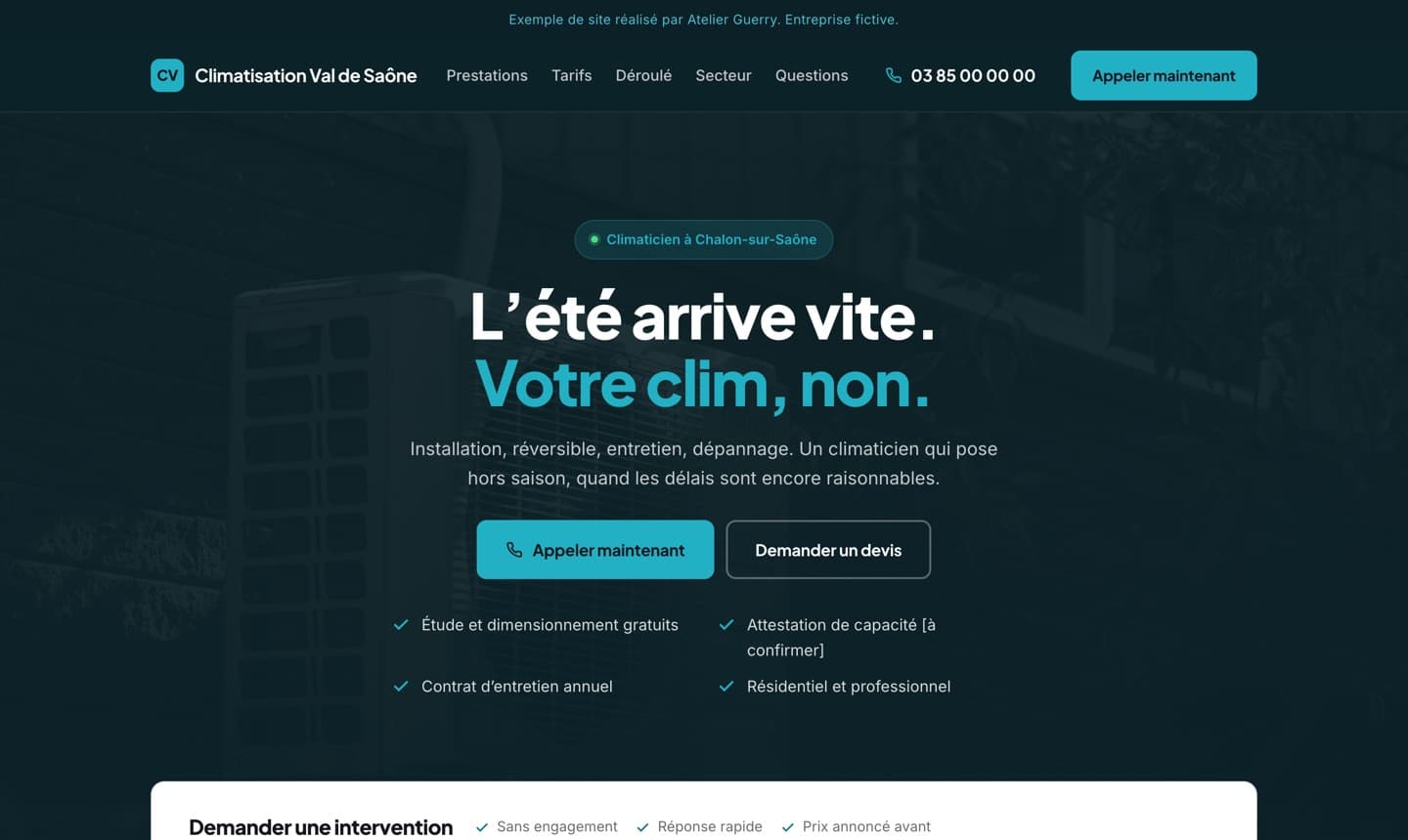 Aperçu d’un site de climaticien