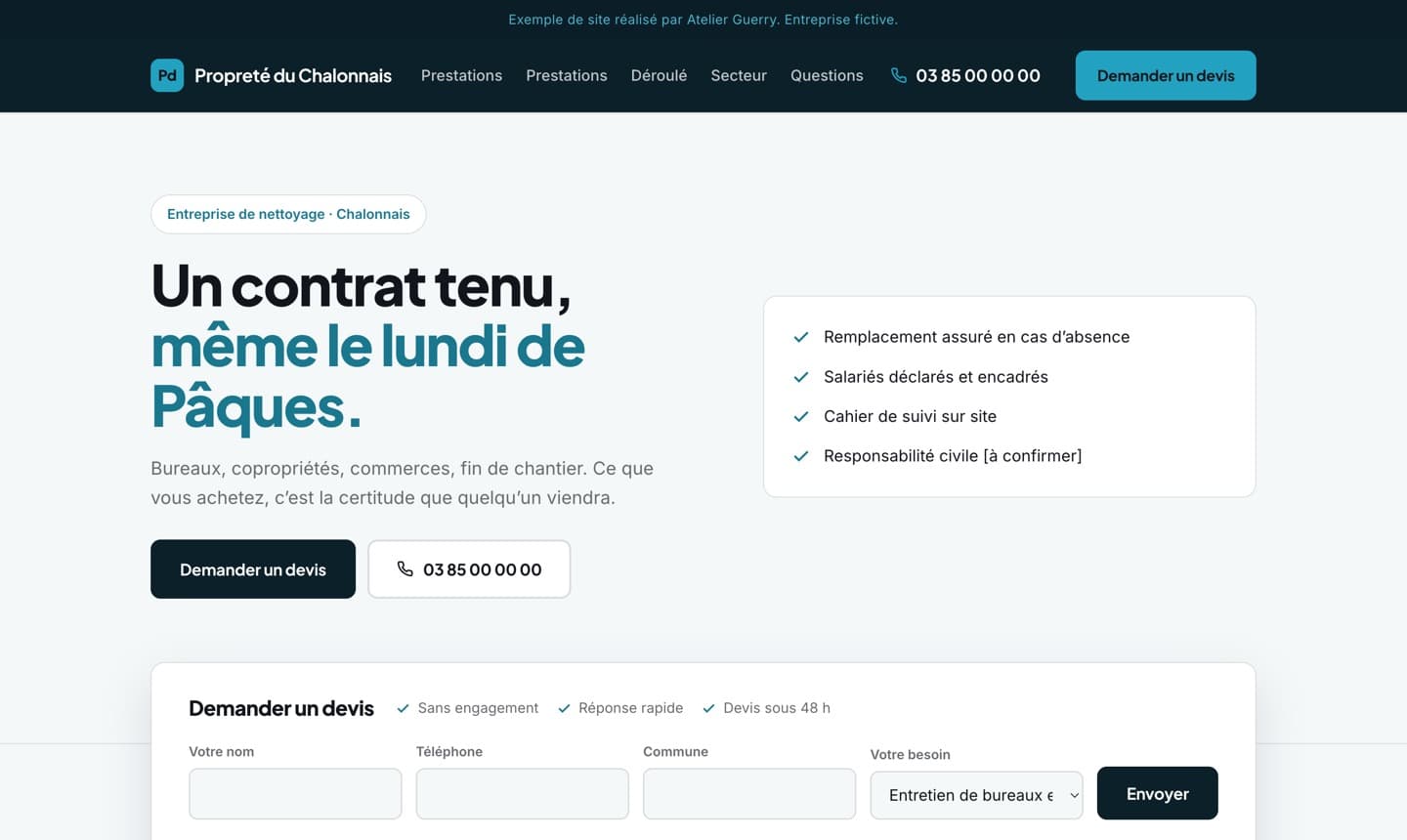 Aperçu d’un site d’entreprise de nettoyage