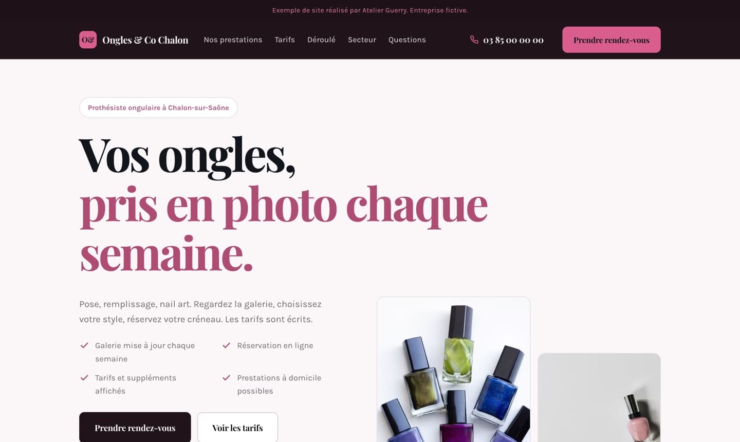 Aperçu d’un site de prothésiste ongulaire