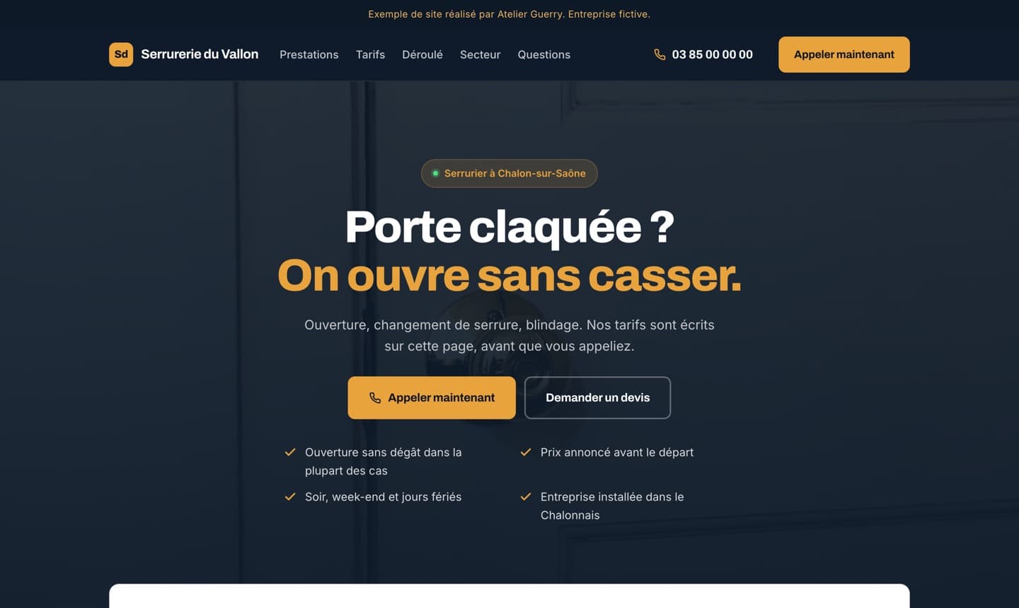 Aperçu d’un site de serrurier