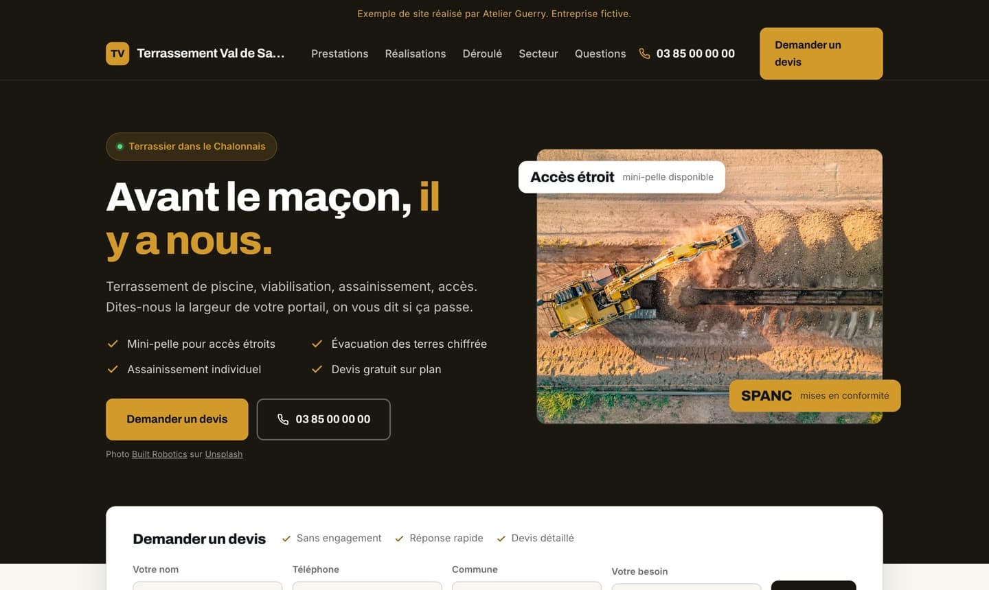 Aperçu d’un site de terrassier