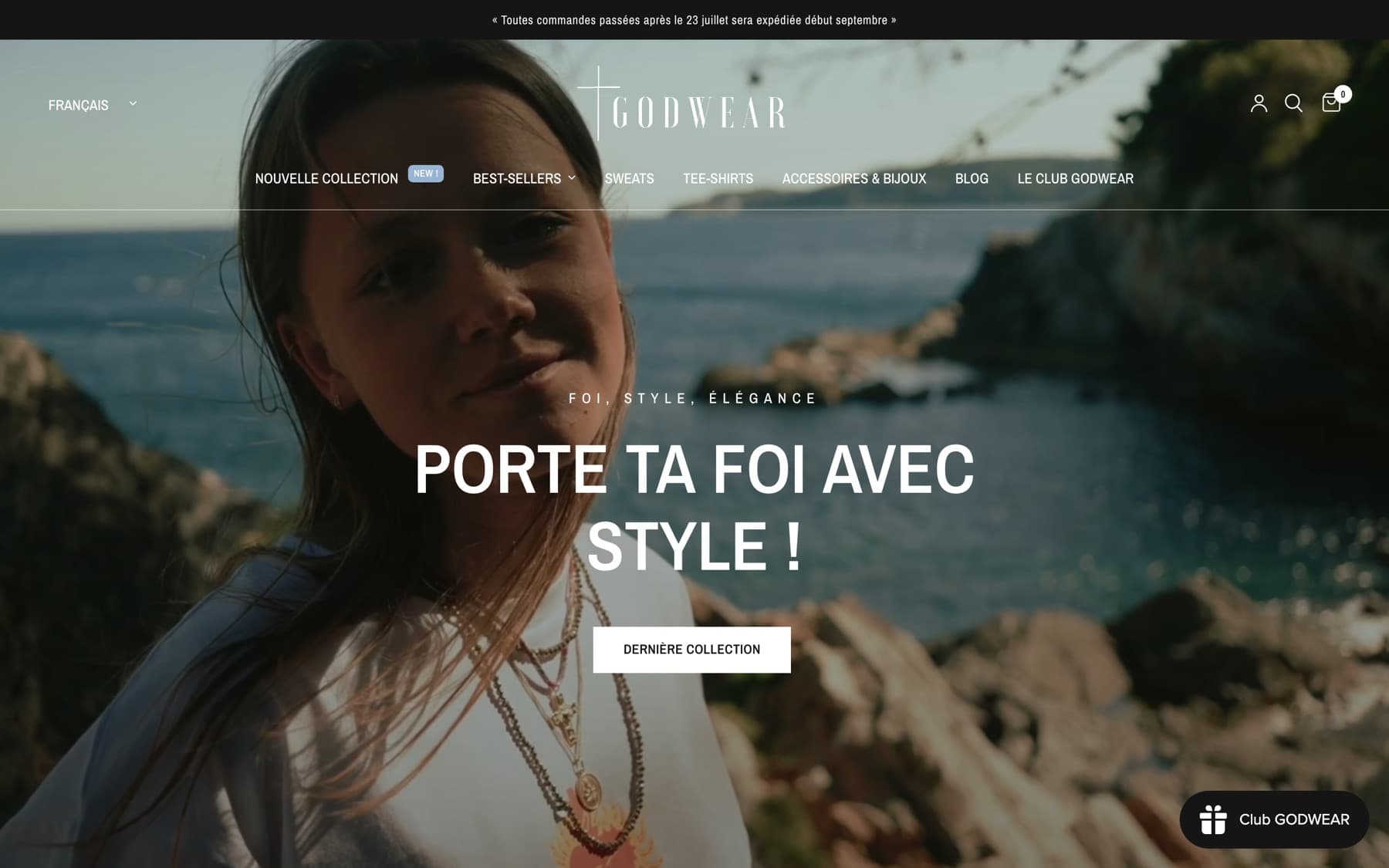 Page d’accueil du site GODWEAR