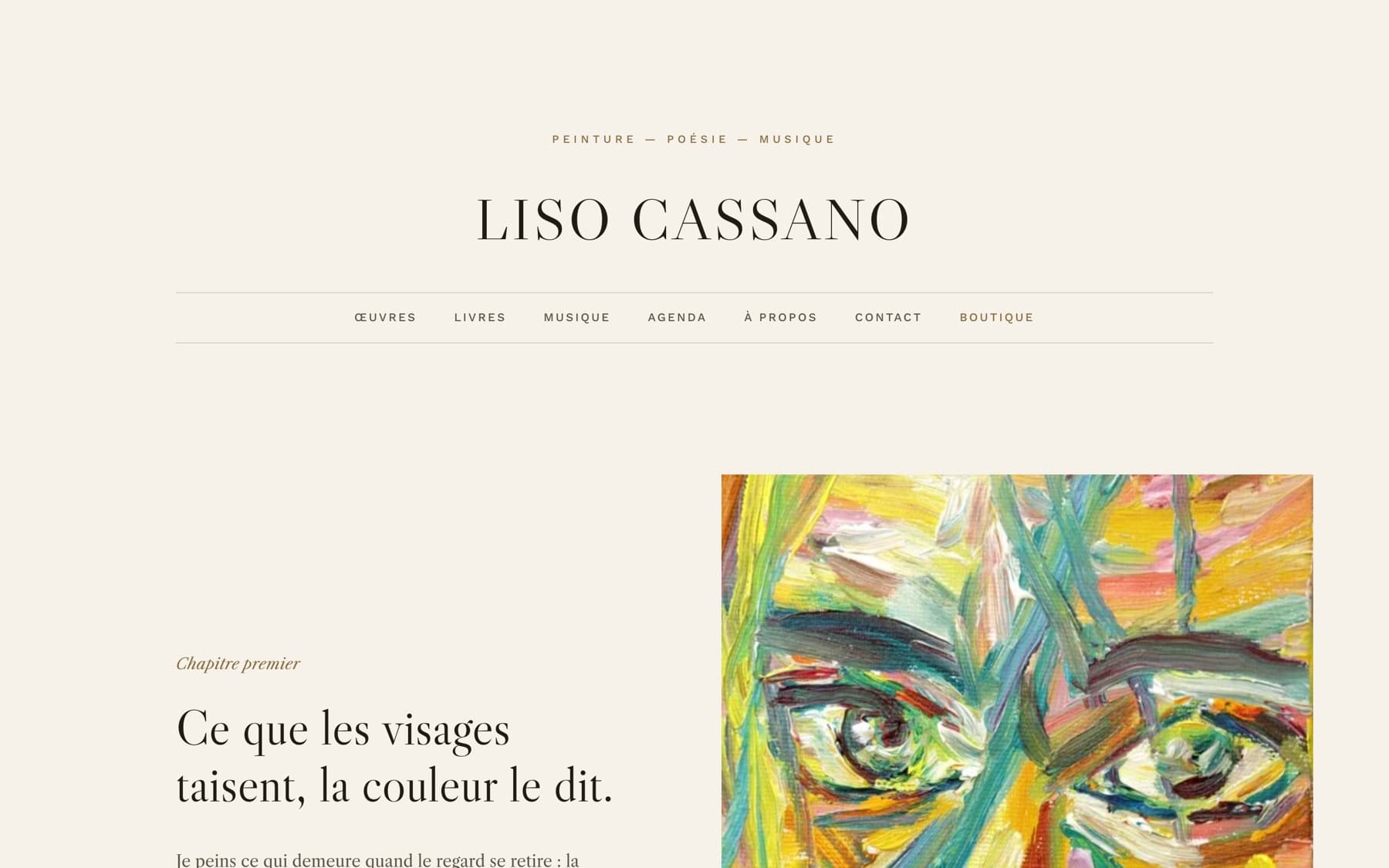 Page d’accueil du site Liso Cassano
