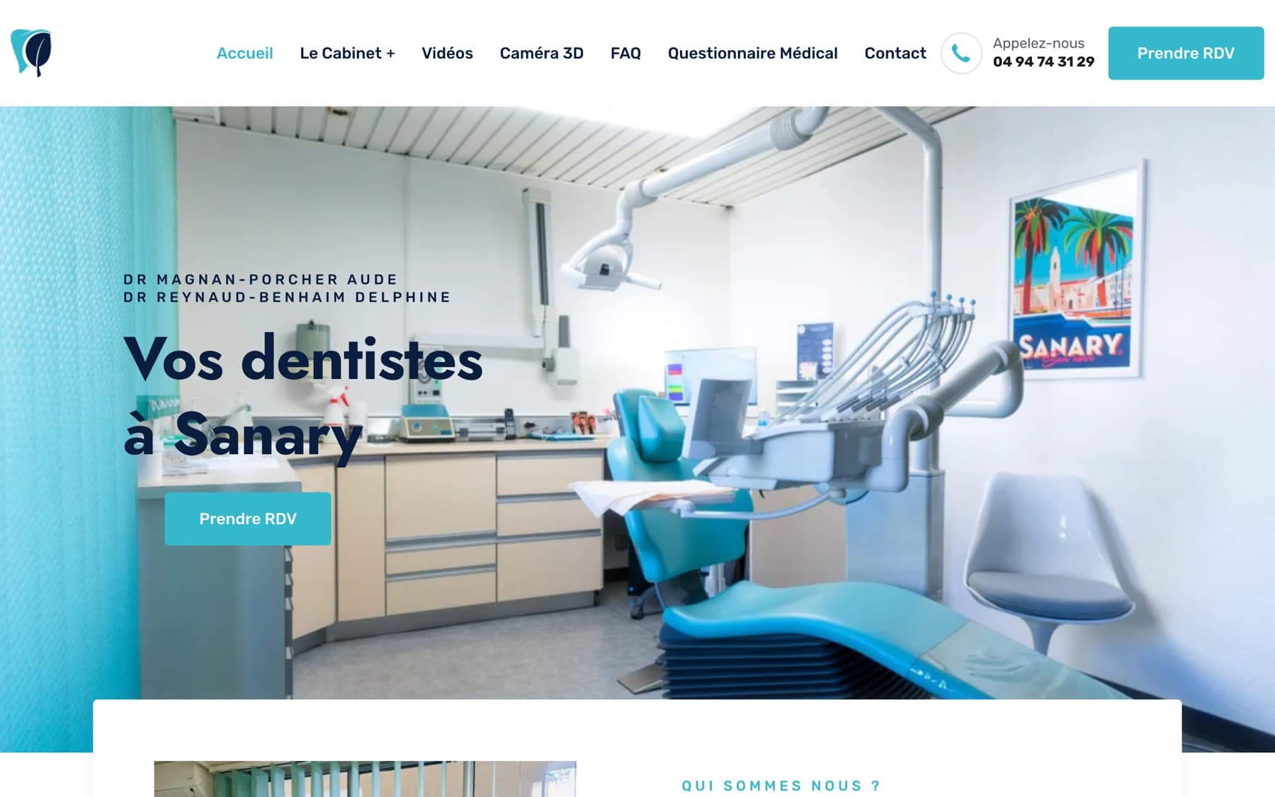 Page d’accueil du site Cabinet dentaire