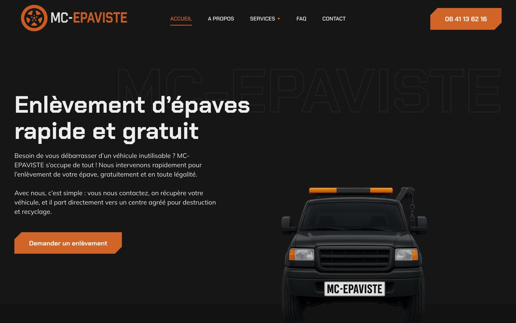 Page d’accueil du site MC-EPAVISTE, réalisé par Atelier Guerry